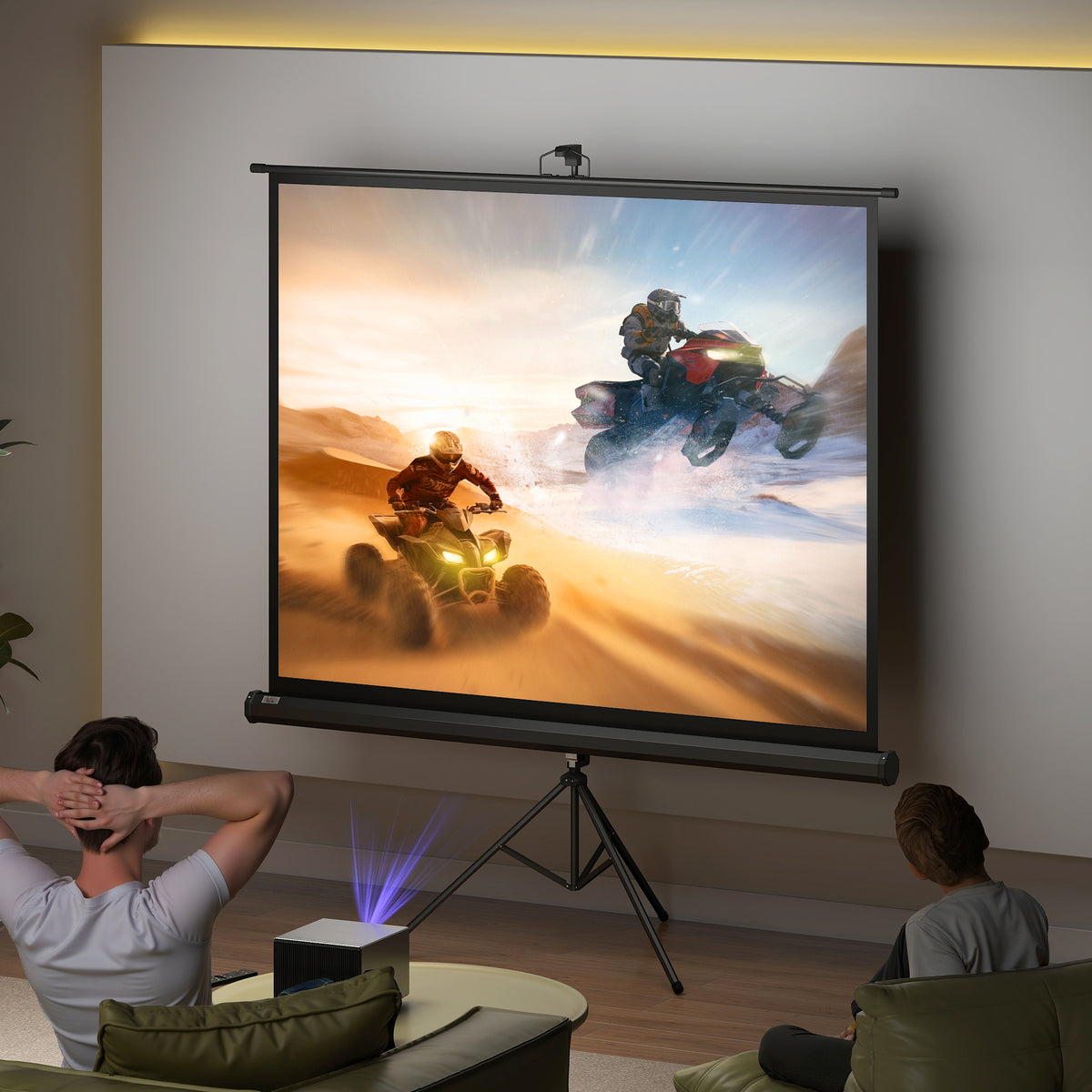 Projection screen in 4:3 format, cinema screen, presentation surface for home or office, black (2)