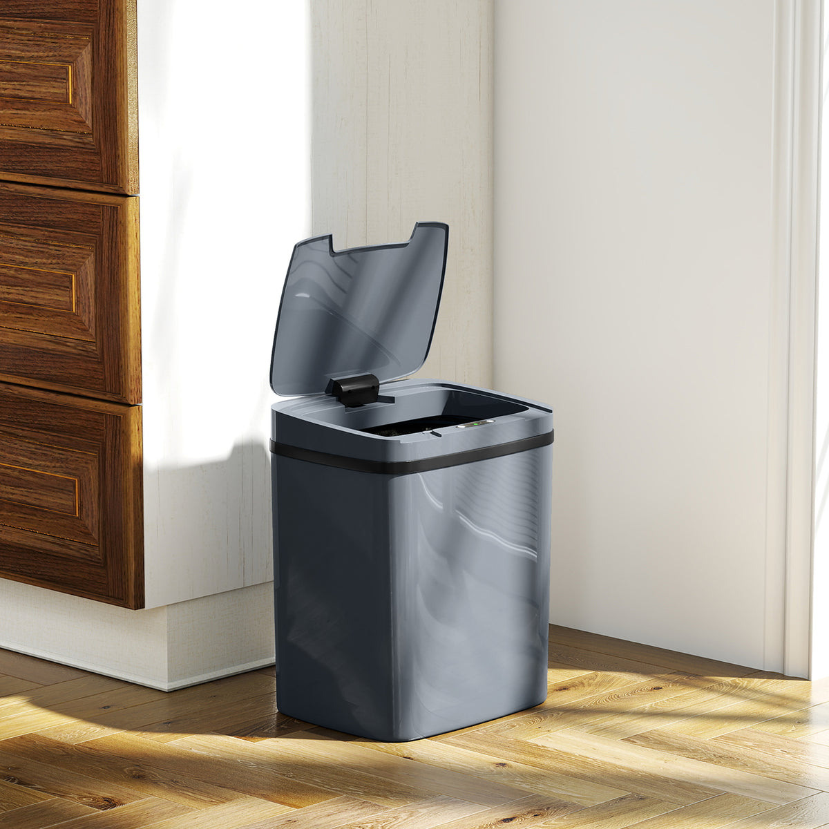 15L Sensor Trash Can, Automatic Waste Bin with Two Opening Modes, for Office, Kitchen, 27.6 x 21.4 x 33.5 cm (2)