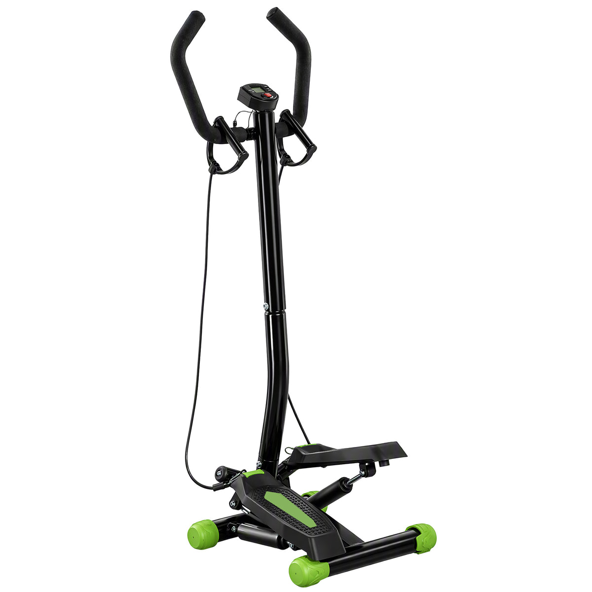 Stepper sidestepper with handle, resistance bands, hydraulic resistance, home trainer, LCD display, non-slip