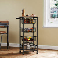 4-tier kitchen trolley on wheels, rolling serving cart, kitchen trolley with 4 steel baskets, serving cart (7)