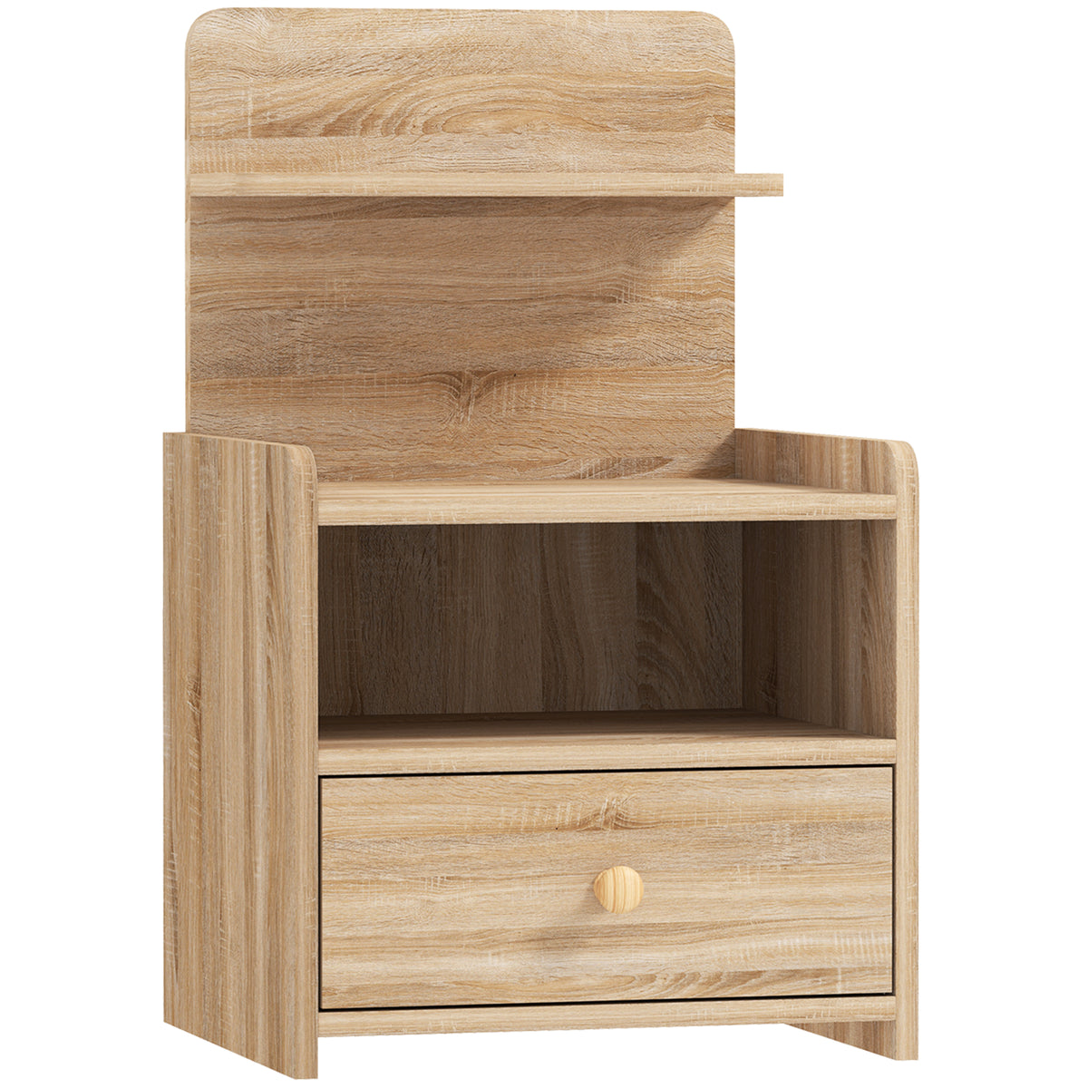 Side table, nightstand with storage, chipboard, tilt-proof, modern, natural wood