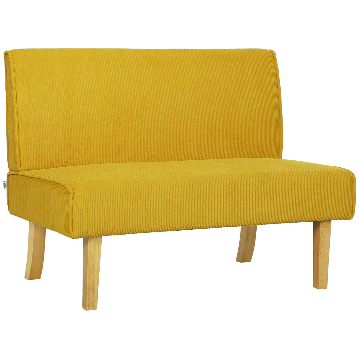 Two-seater sofa with corduroy upholstery, thick padding, and solid wooden legs for living room, bedroom, office