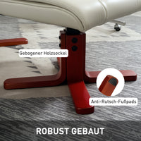 Recliner chair with footstool, faux leather, reclining backrest, up to 150 kg, cream white (7)