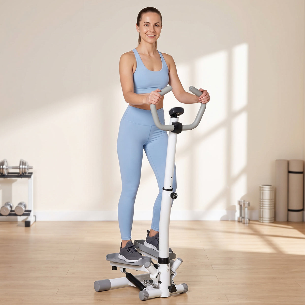 Stepper home trainer for home use with LCD screen, adjustable speed, metal ABS, 55 x 53 x 118-128 cm (2)