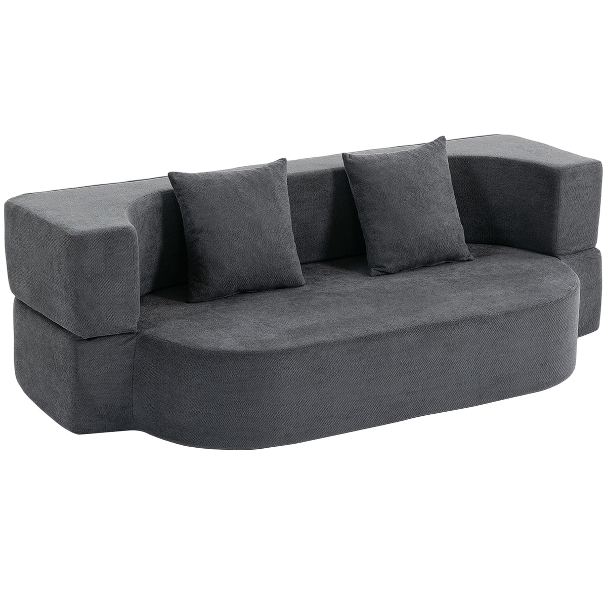 Sofa bed, floor sofa without frame with thick, high-density foam, wide and deep seat, dark gray