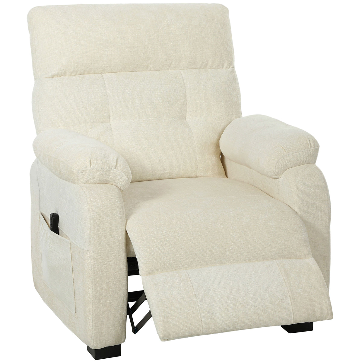 Electric recliner TV chair with footrest, side pockets, brushless motor, USB port, remote control