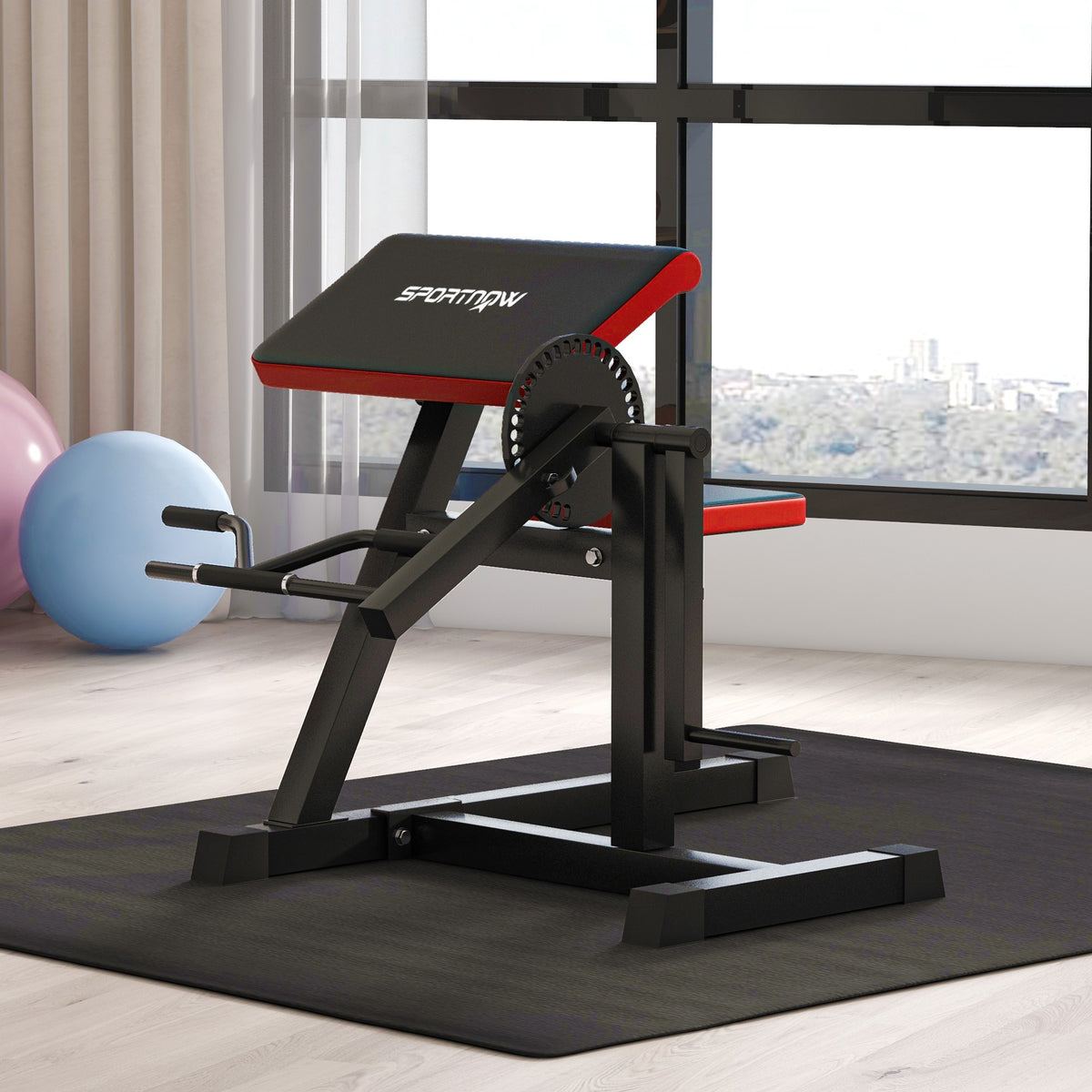 Curl bench & triceps extension, 5 seat adjustments, 25 angles, steel & synthetic leather, black (2)