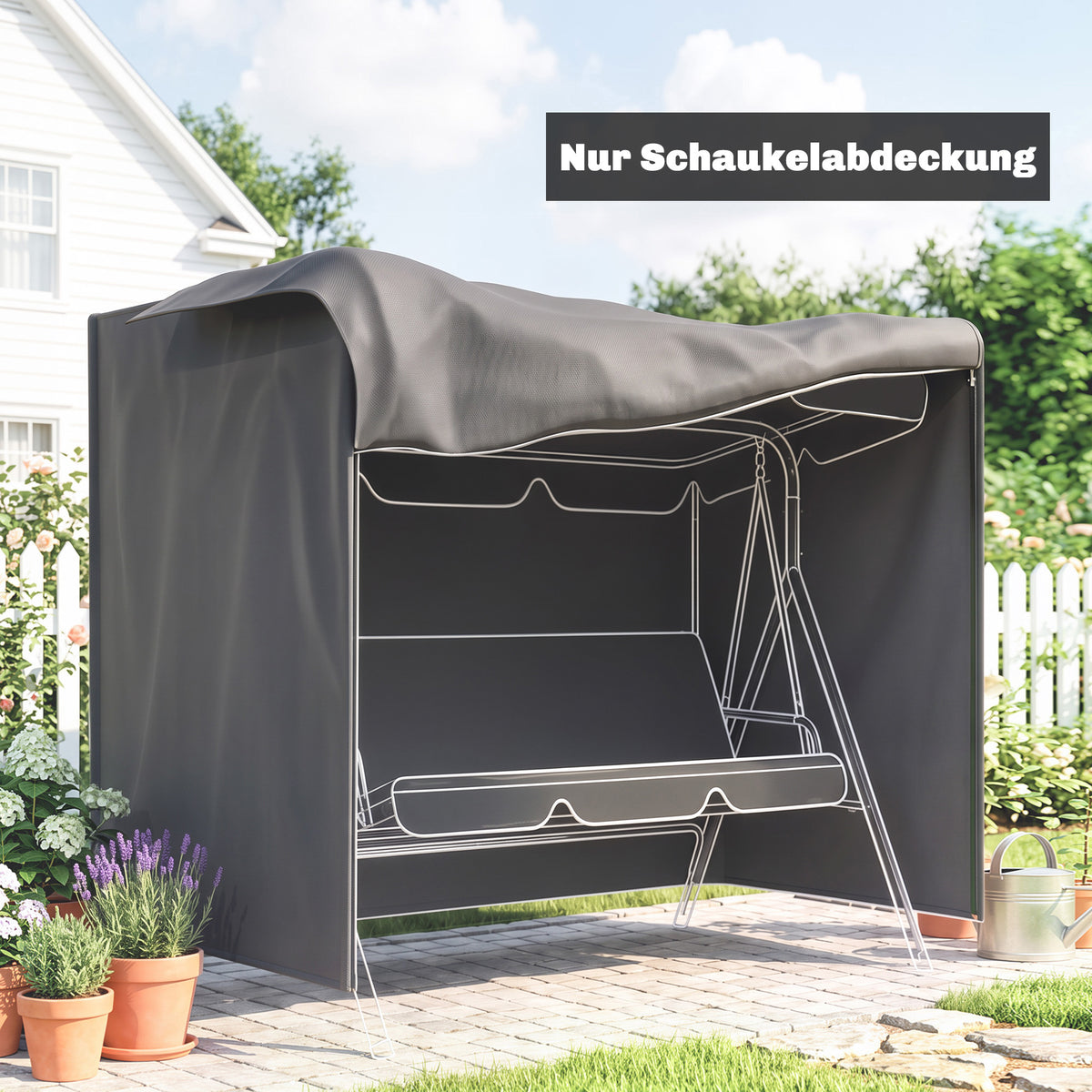 Garden swing cover, protective cover for porch swing, tarp, waterproof, 177 x 114 x 152 cm, grey (2)