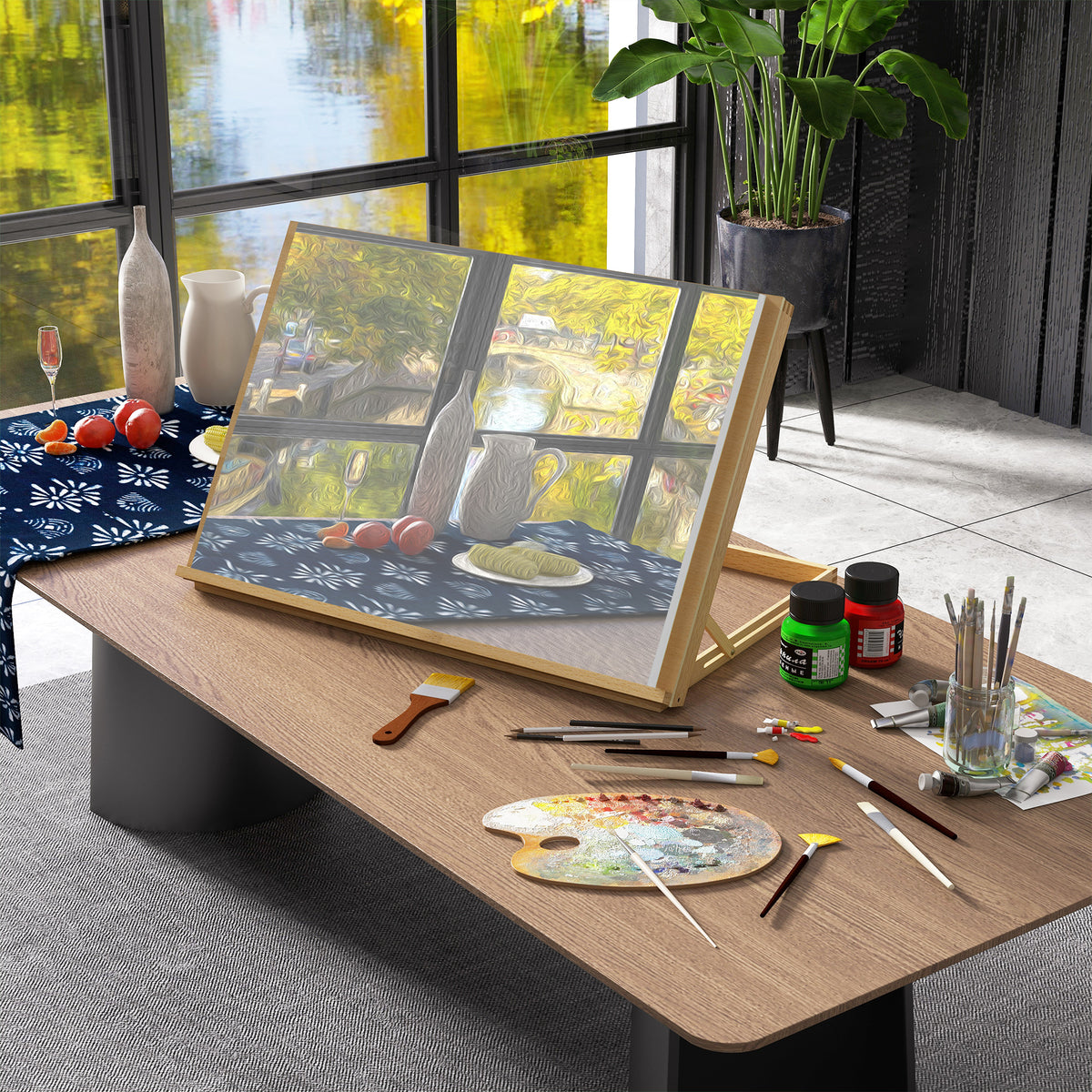 Tabletop Easel Foldable 75.8x51cm Adjustable Beechwood Studio Easel (2)