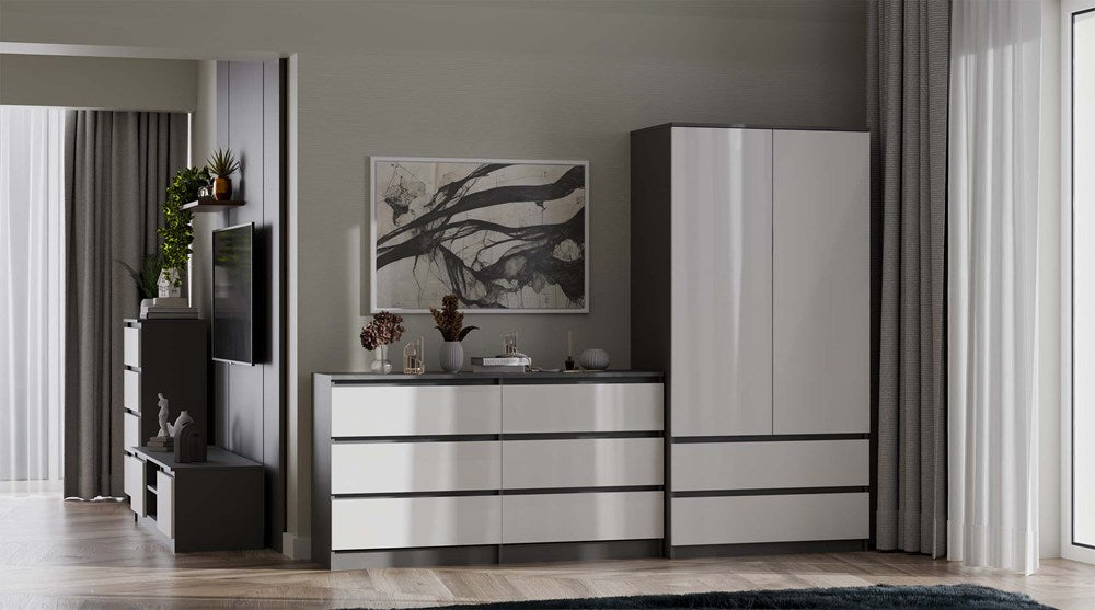 Kleiderschrank Malwa SS-90 ANTHRAZIT WEISS – Produktabbildung 2