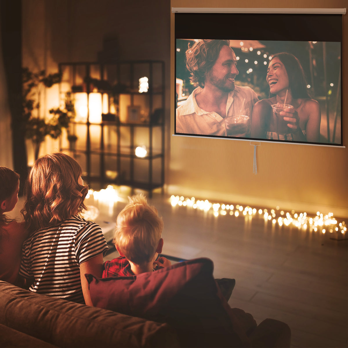 Projector screen, 120 inch, 16:9 format, wall or ceiling mount, white (2)