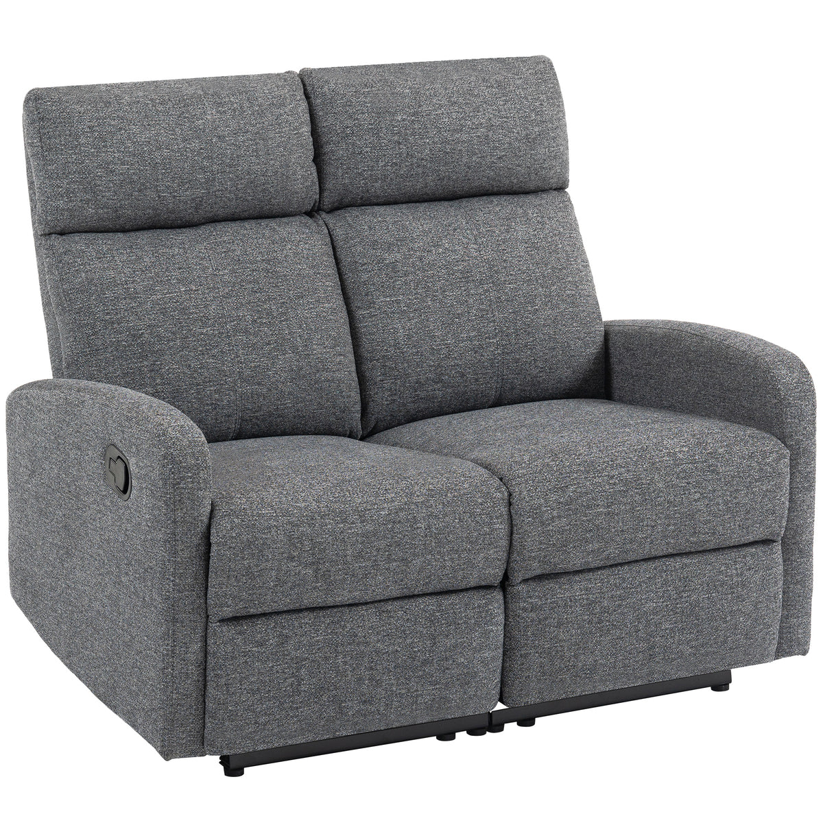 2-seater sofa, individually adjustable backrests, footrest, fabric cover, steel, grey