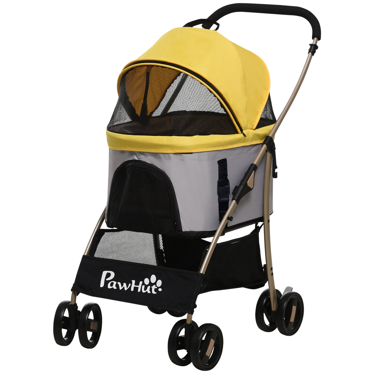 2-in-1 dog stroller, dog trolley up to 10 kg, foldable, carry bag, bottom basket, 82 cm x 49.5 cm x 98 cm