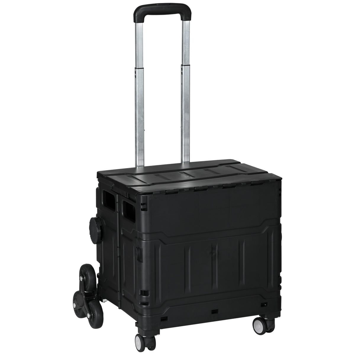 Shopping trolley, stair climber, foldable, telescopic handle, load capacity up to 65 kg, black