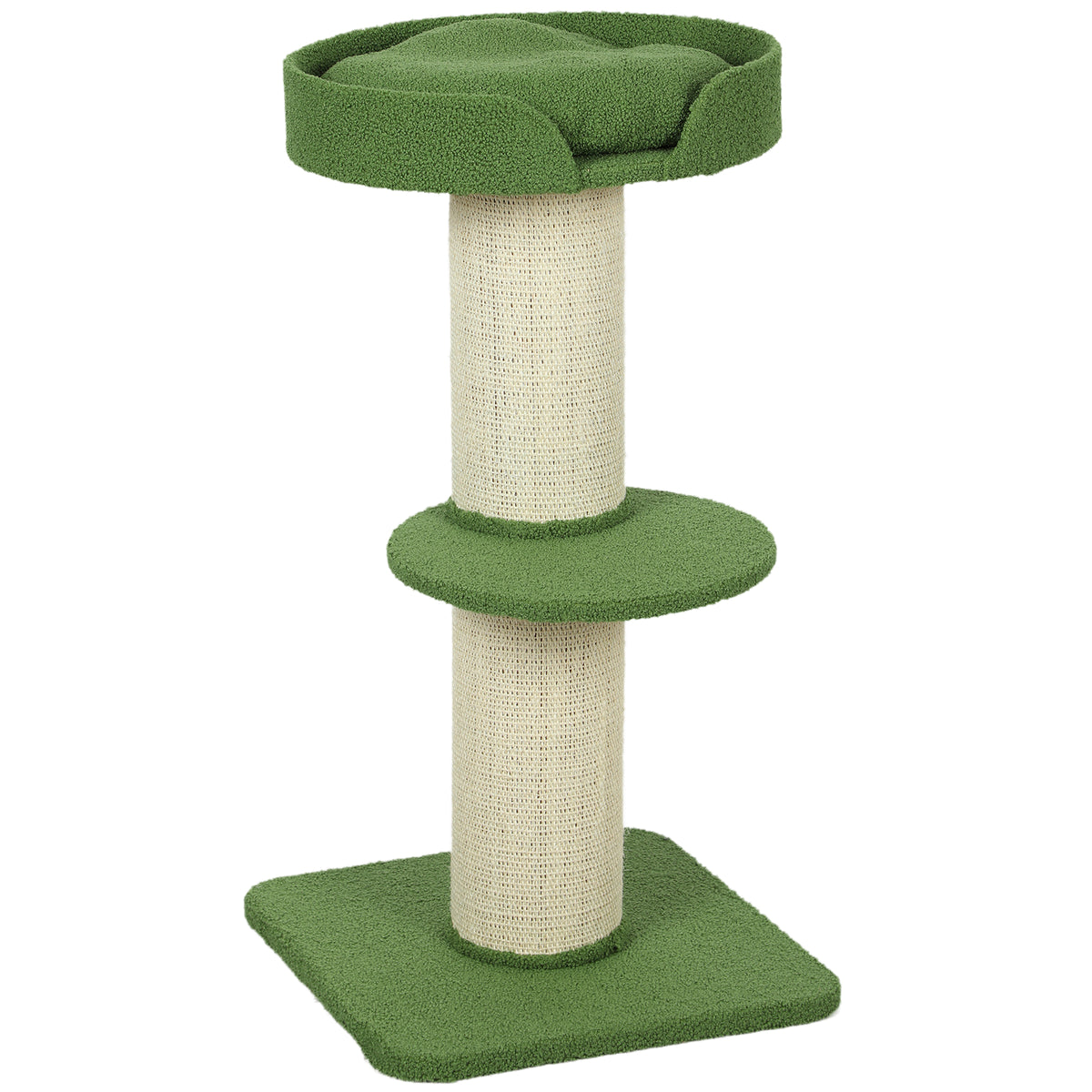 Cat tree 91cm play tree with cat bed, lamb wool platform green