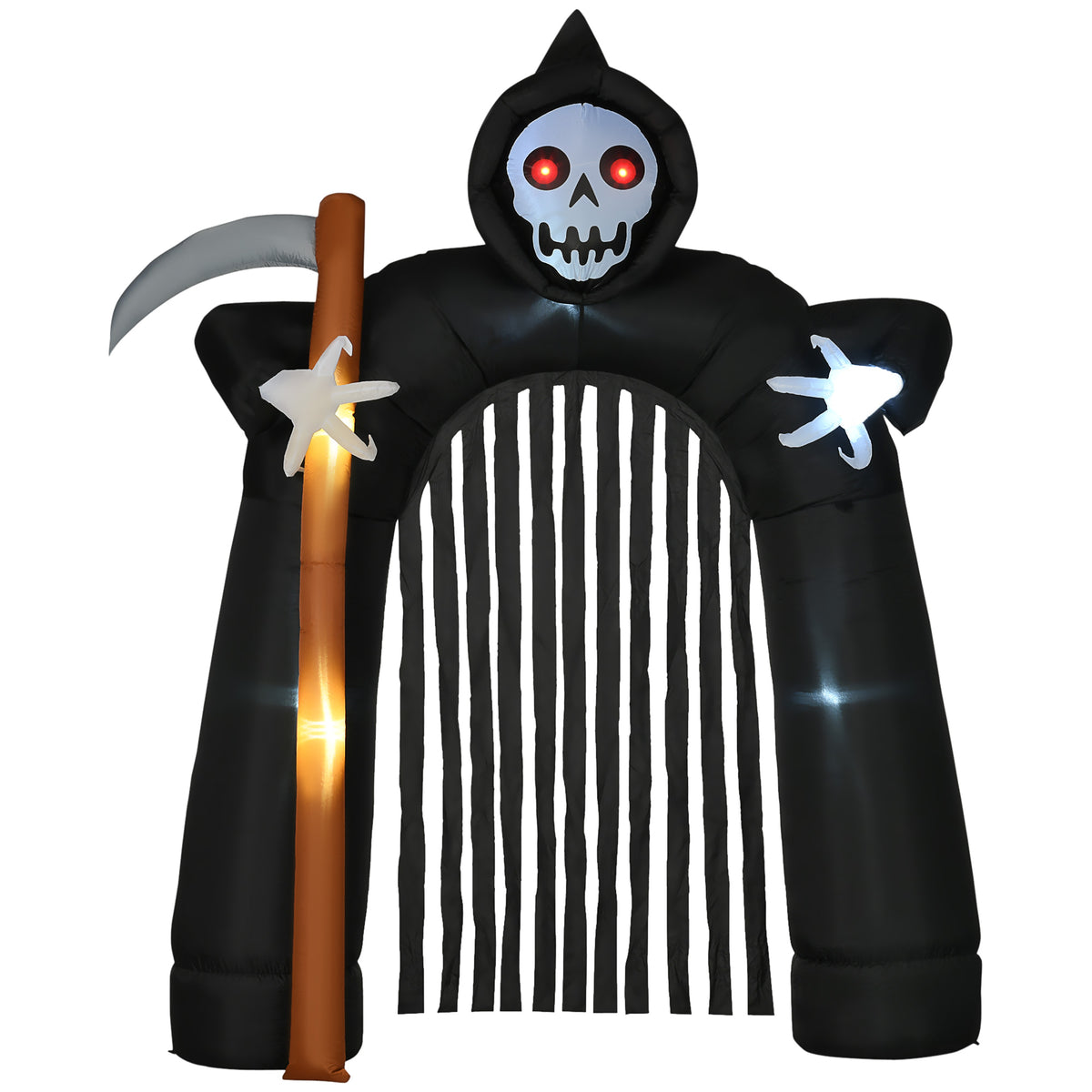 Large Halloween garden decoration Grim Reaper archway self-inflating LED lighting 2.85 m