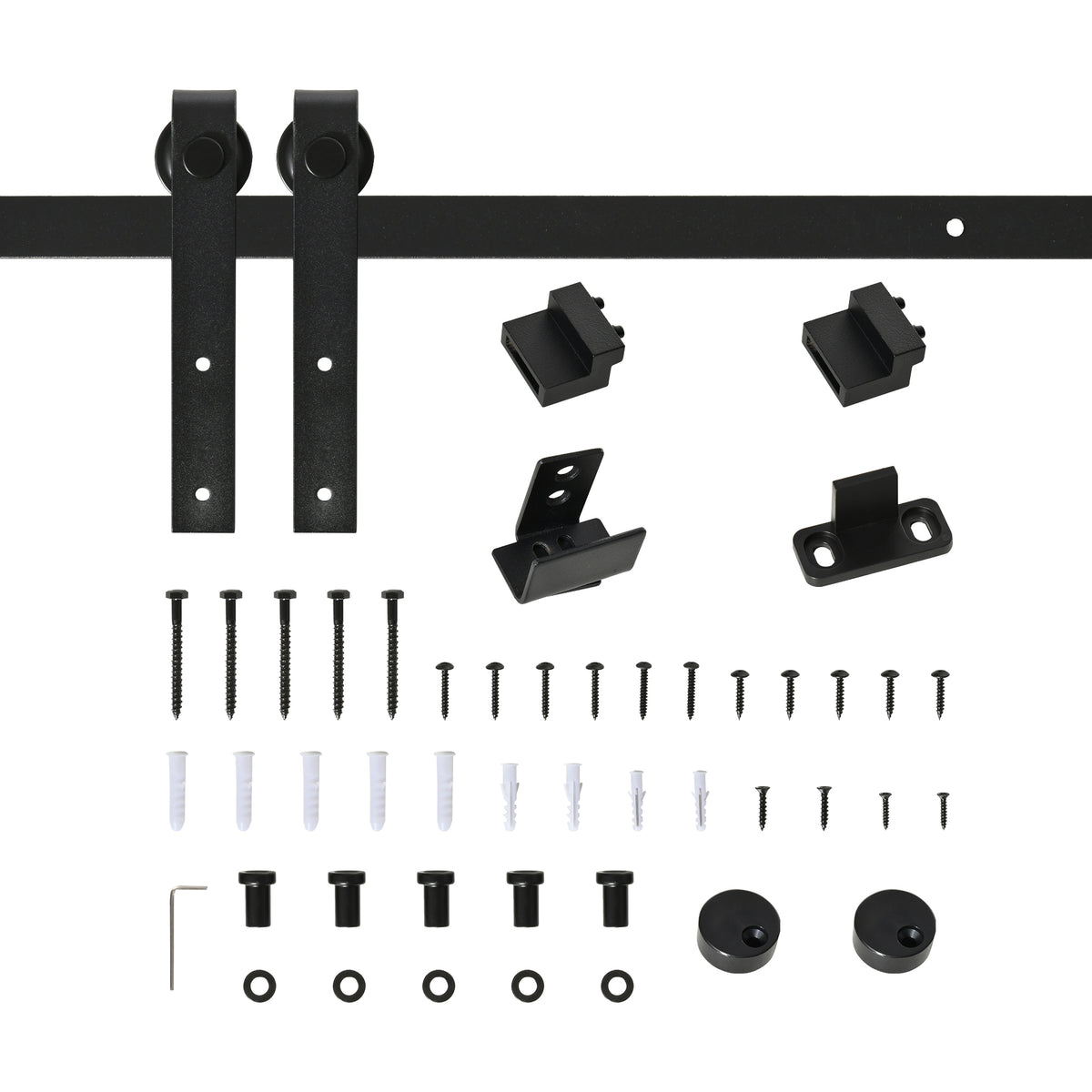 200 cm complete sliding door set, sliding door hardware with floor guide, sliding door rail, rollers, sliding