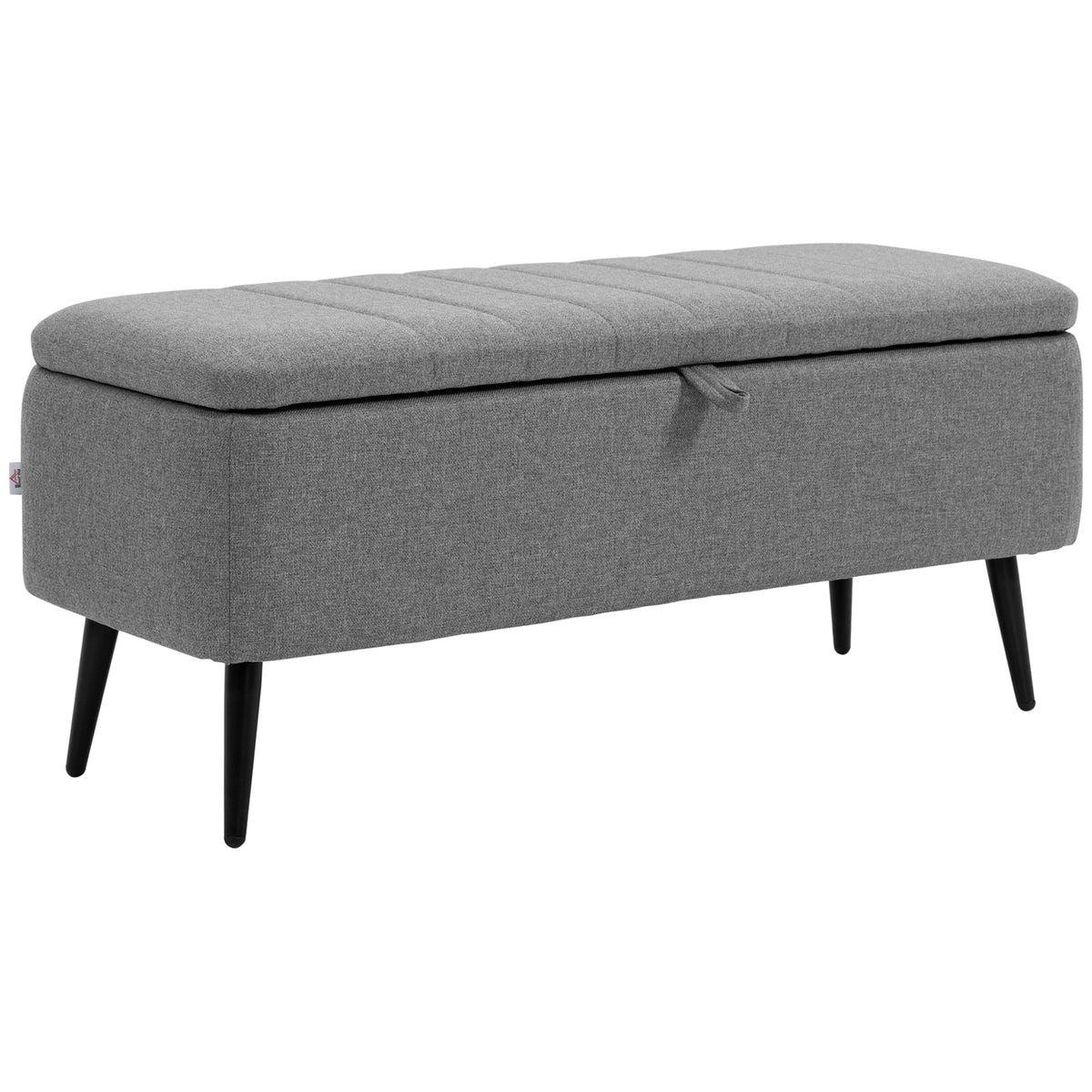 Storage Bench, Upholstered Bench in Linen Look, Storage Chest with Steel Legs 102 x 40 x 44 cm, Grey