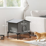 Foldable cat house, cat hut with cushion, elevated water-resistant cat cave 62 x 58.5 x 60 cm, grey (3)