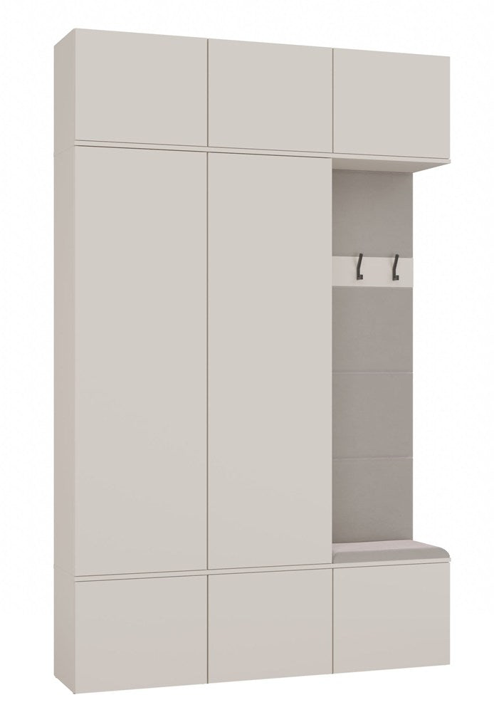 Garderobe HAGA III 2Sz1W KASCHMIR BEIGE 2x Schrank + Kleiderpaneel