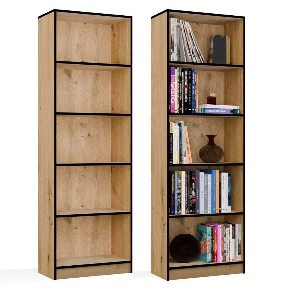 REGAL Schrank R60 für Bücher EICHE ARTISAN SCHWARZE KANTEN 5 Ablagen für Büro