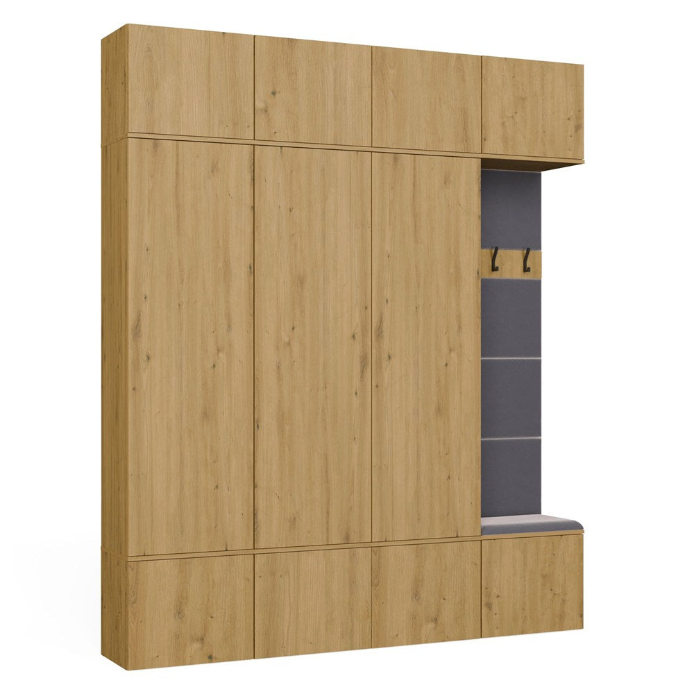 Garderobe HAGA IV/3Sz1W EICHE ARTISAN 3x Schrank + Kleiderpaneel