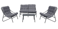 4-teiliges Gartenmöbelset VIBE Sessel Sofa Tisch GRAU
