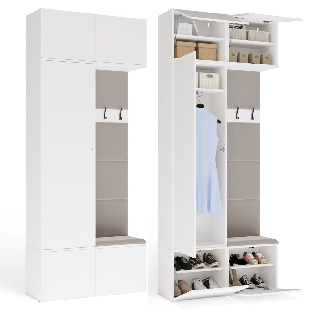 GARDEROBE HAGA II 1SZ1W WEISS Schrank + Kleiderpaneel + Sitzfläche Flur
