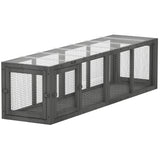 Cat tunnel, wooden cat toy with 3 doors, expandable play tunnel for cats up to 10 kg, 151.5 x 38.5 cm grey