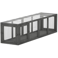Cat tunnel, wooden cat toy with 3 doors, expandable play tunnel for cats up to 10 kg, 151.5 x 38.5 cm grey