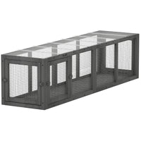 Cat tunnel, wooden cat toy with 3 doors, expandable play tunnel for cats up to 10 kg, 151.5 x 38.5 cm grey