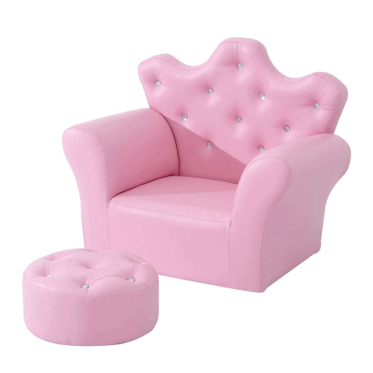 Children's sofa with ottoman, princess children's couch, mini couch for reading nook, nursery, playroom, bedroom