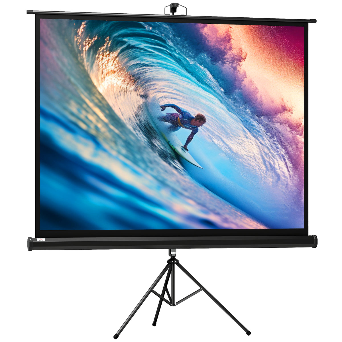 Projection screen in 4:3 format, cinema screen, presentation surface for home or office, black