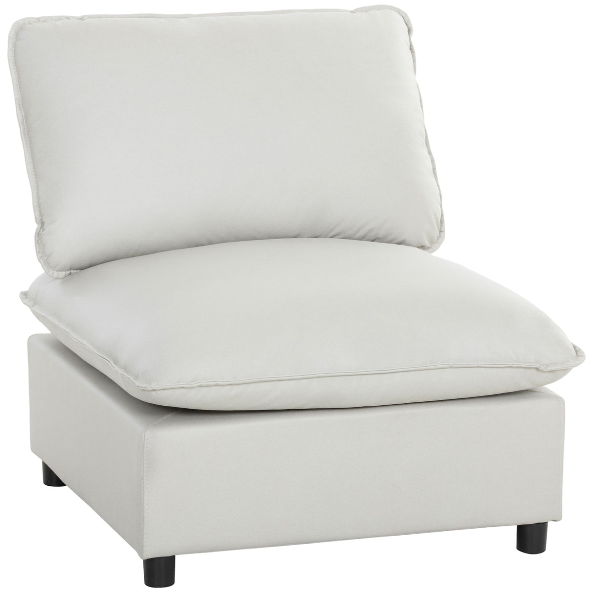 Accent Chair, Modern Leathaire Chair with Wide and Deep Seat, Thick Cushioning, Easy Assembly, Gray