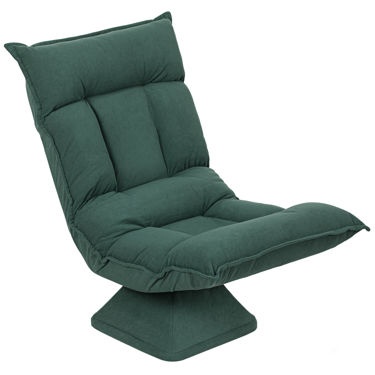 Floor chair with 5-way adjustable backrest, rotatable, modern upholstered chair, green