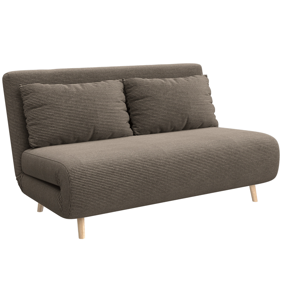 Sofa bed, guest bed, 3-position adjustable backrest, corduroy look, up to 120 kg, 141 x 90 x 81 cm, dark brown