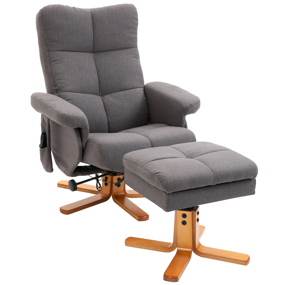 Recliner chair with ottoman, storage space, electric massage chair with reclining function, swivel TV chair with