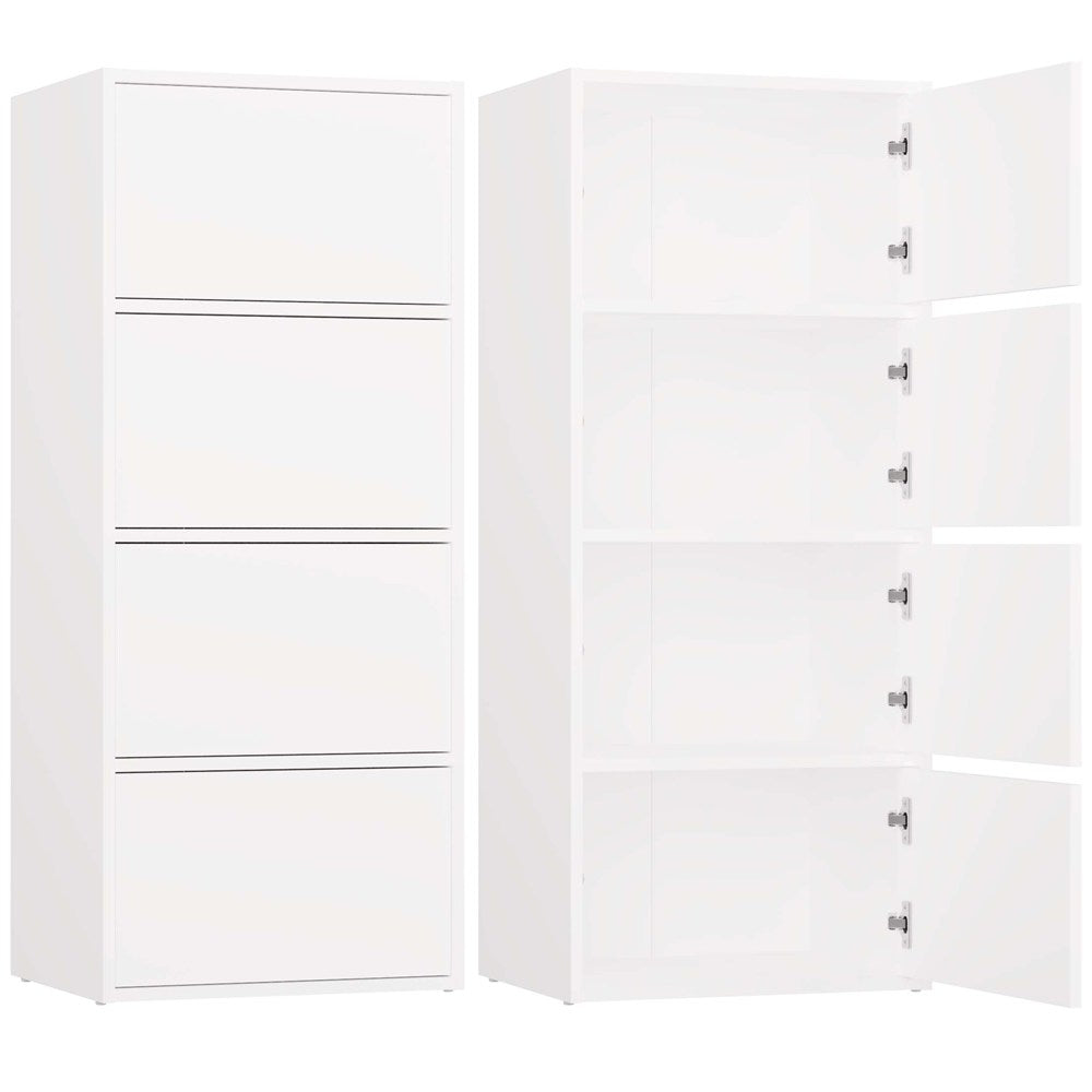 Kommode ALMA WEISS Schrank 4 Türen 4 Regalböden