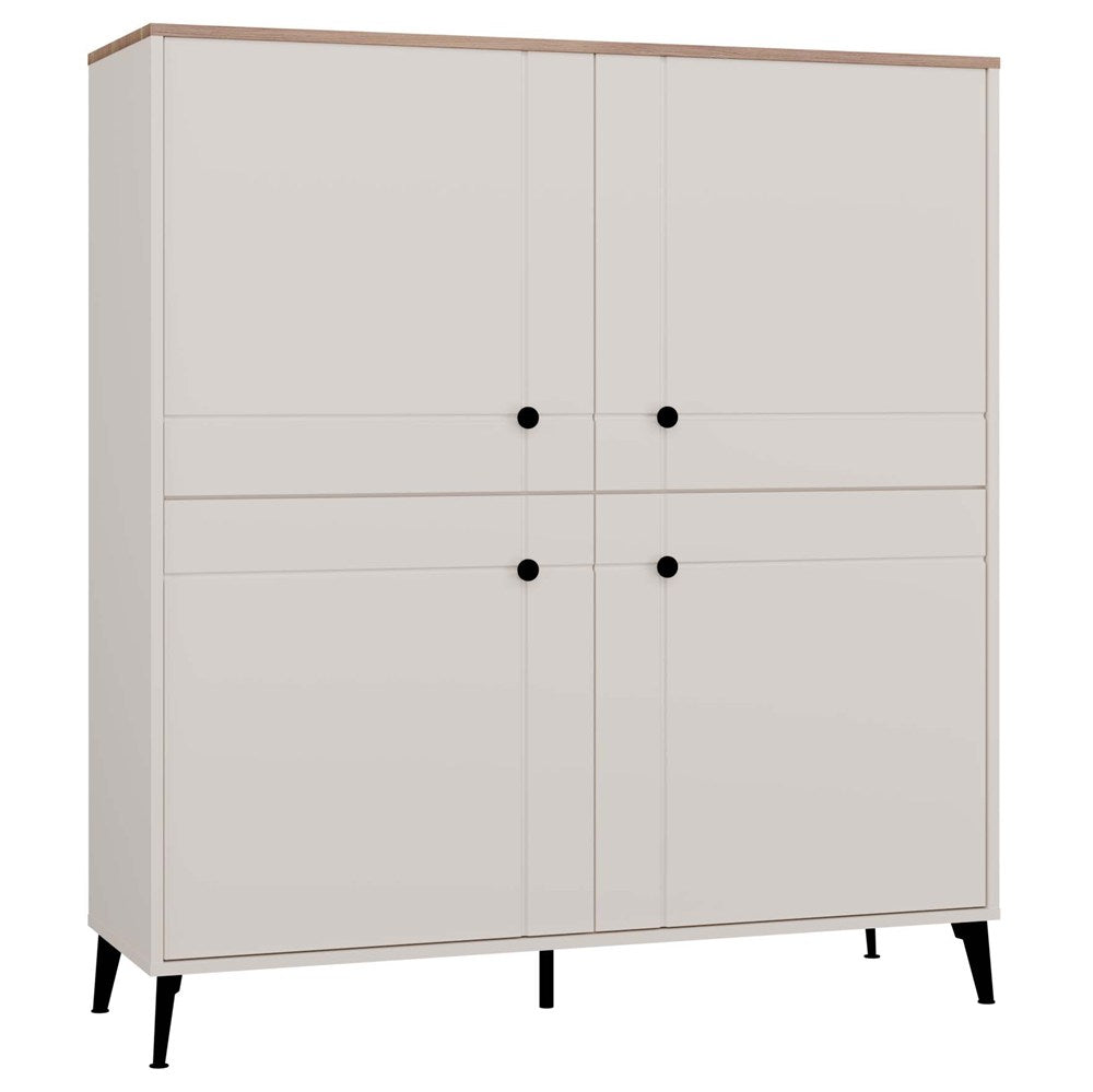 Kommode POINT 4D Kaschmir Beige Eiche Castello Schrank 4 Türen 8 Regalböden für Wohnzimmer