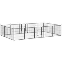 Puppy playpen, 16-panel foldable puppy run with door for small to medium dogs, 3.2 x 3.2 x 0.8 m, grey