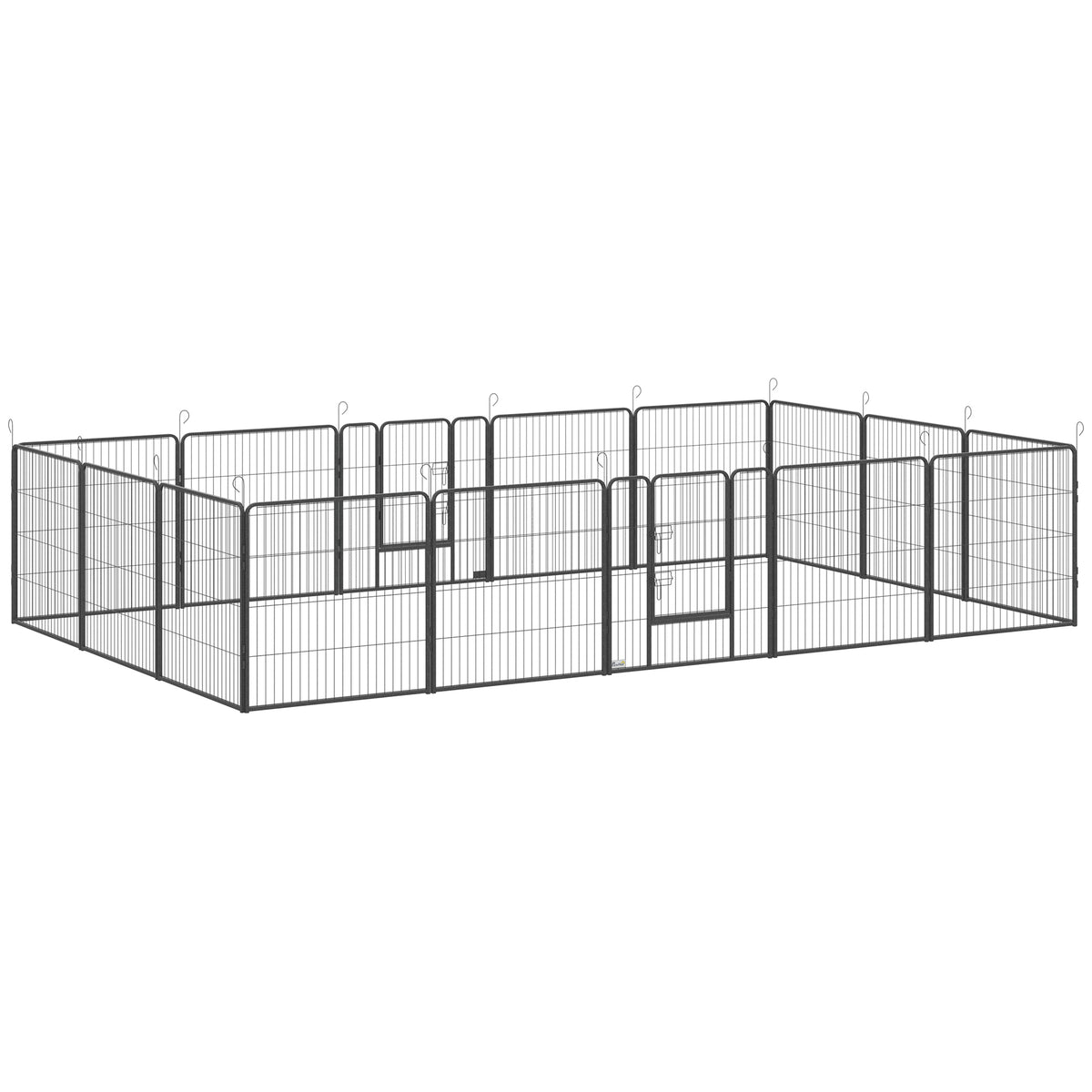 Puppy playpen, 16-panel foldable puppy run with door for small to medium dogs, 3.2 x 3.2 x 0.8 m, grey
