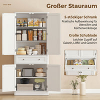 Kitchen cabinet with 4 doors, drawer and adjustable shelves for kitchen, 80 x 39.5 x 186.4 cm white (4)