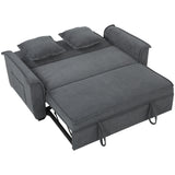 Futon sofa bed, adjustable backrest, 2-seater with 2 cushions, dark grey