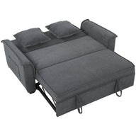 Futon sofa bed, adjustable backrest, 2-seater with 2 cushions, dark grey