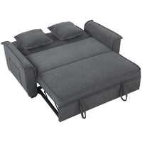 Futon sofa bed, adjustable backrest, 2-seater with 2 cushions, dark grey