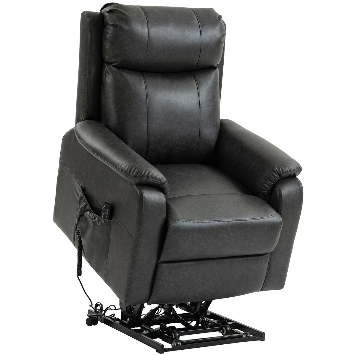 Lift and Recline Chairs for Seniors, Electric Faux Leather Lift Chair with Dual Motor, Spring Cushions, Black