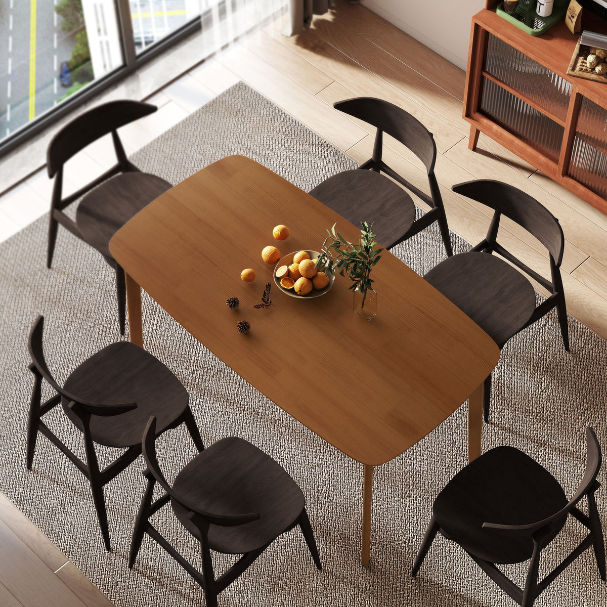 Dining table, country house style, lacquered finish, wood, 150 x 80 cm, brown (2)