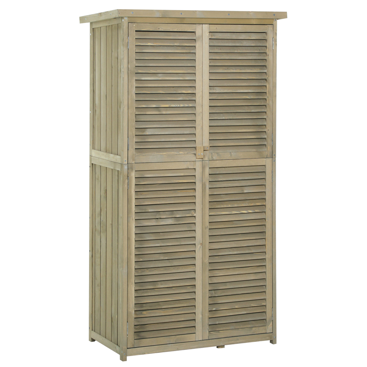 Wooden garden cabinet, slanted asphalt roof, locking doors, waterproof, free ventilation, wood-colored, 87 x