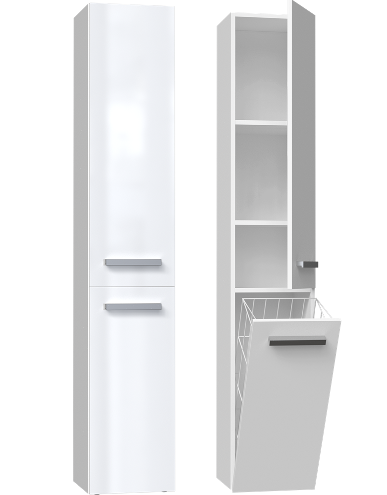 Badezimmer-Hochschrank Nel IV WEISS HOCHGLANZ
