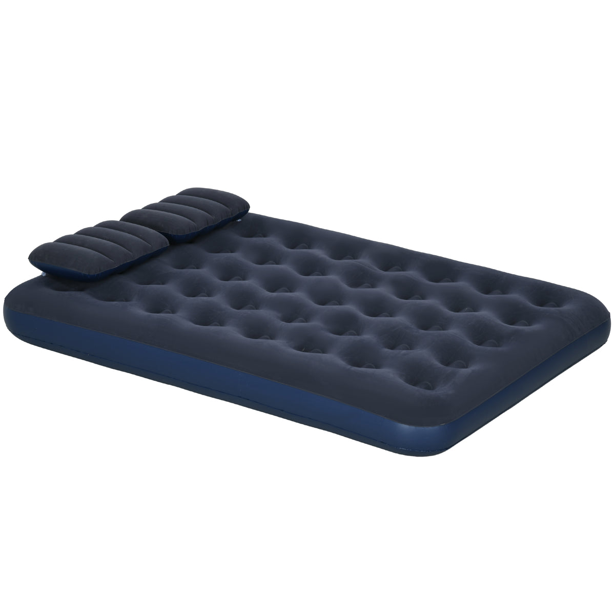 Air mattress for 2 people, with hand pump, soft & robust, 203x152x22cm, blue